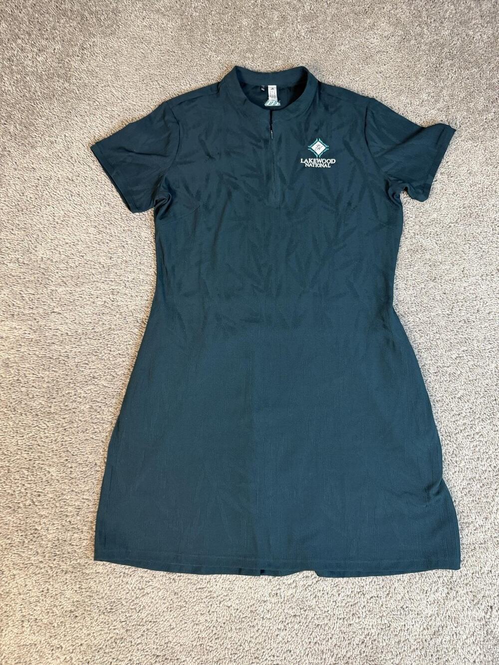 Adidas Dress Womens L Green Jacquard Lakewood National Golf Collared Zip